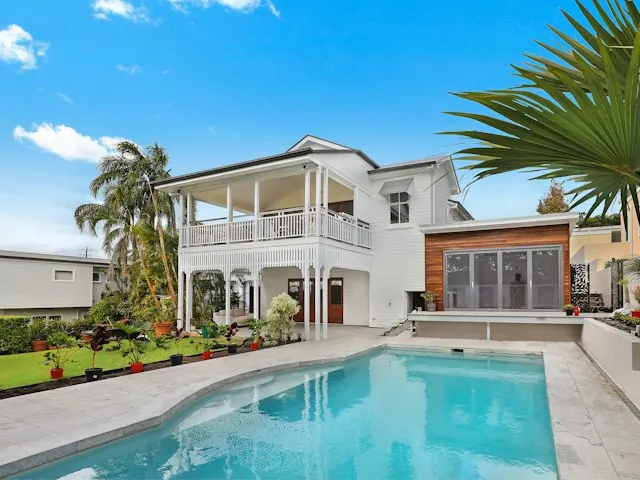 a new backyard swimming pool at a modern home